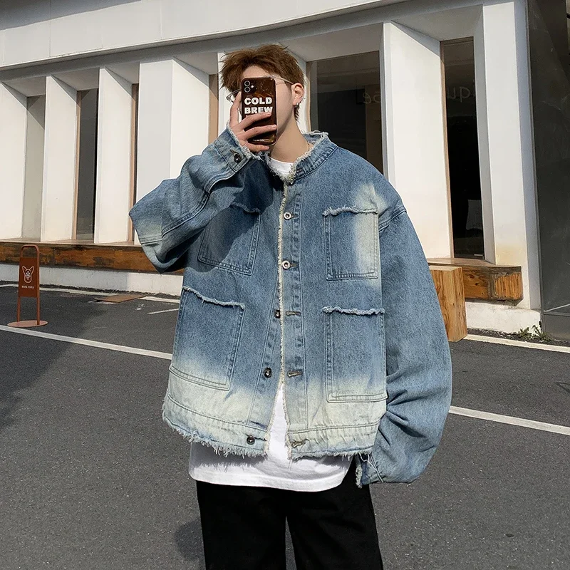 Sewing Jackets - American Retro Hip Pop Raw Edge