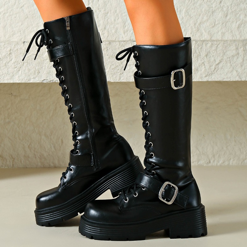 Platform Chunky Sole Women Kne - Sewing Cloth ulasan dan harga