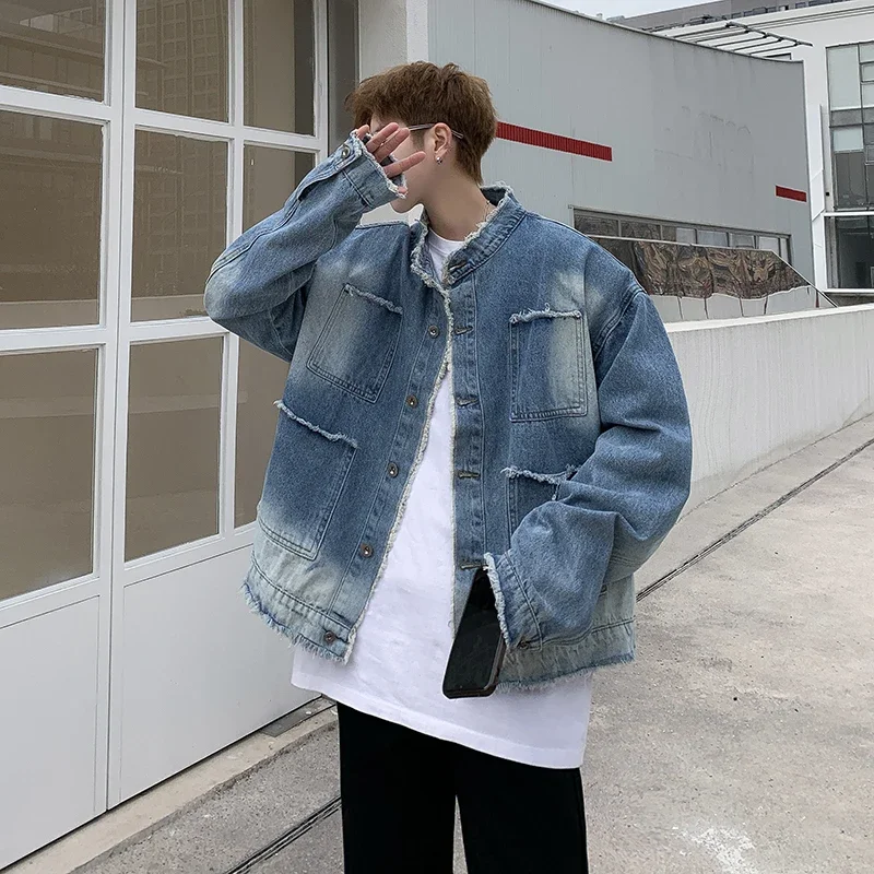 American Retro Hip Pop Raw Edg - Sewing Jackets ulasan dan harga