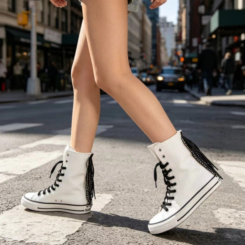 Canvas Shoes Woman New Medium  - Sewing Front Zipper ulasan dan harga