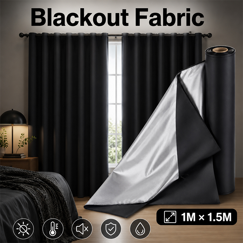 1m Black Silver Coated Blackou - Sewing Cloth ulasan dan harga