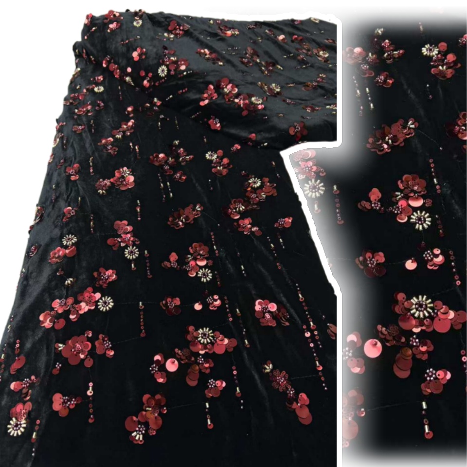 African Sequins Velvet Lace Fa - Sewing Velvet Fabric ulasan dan harga
