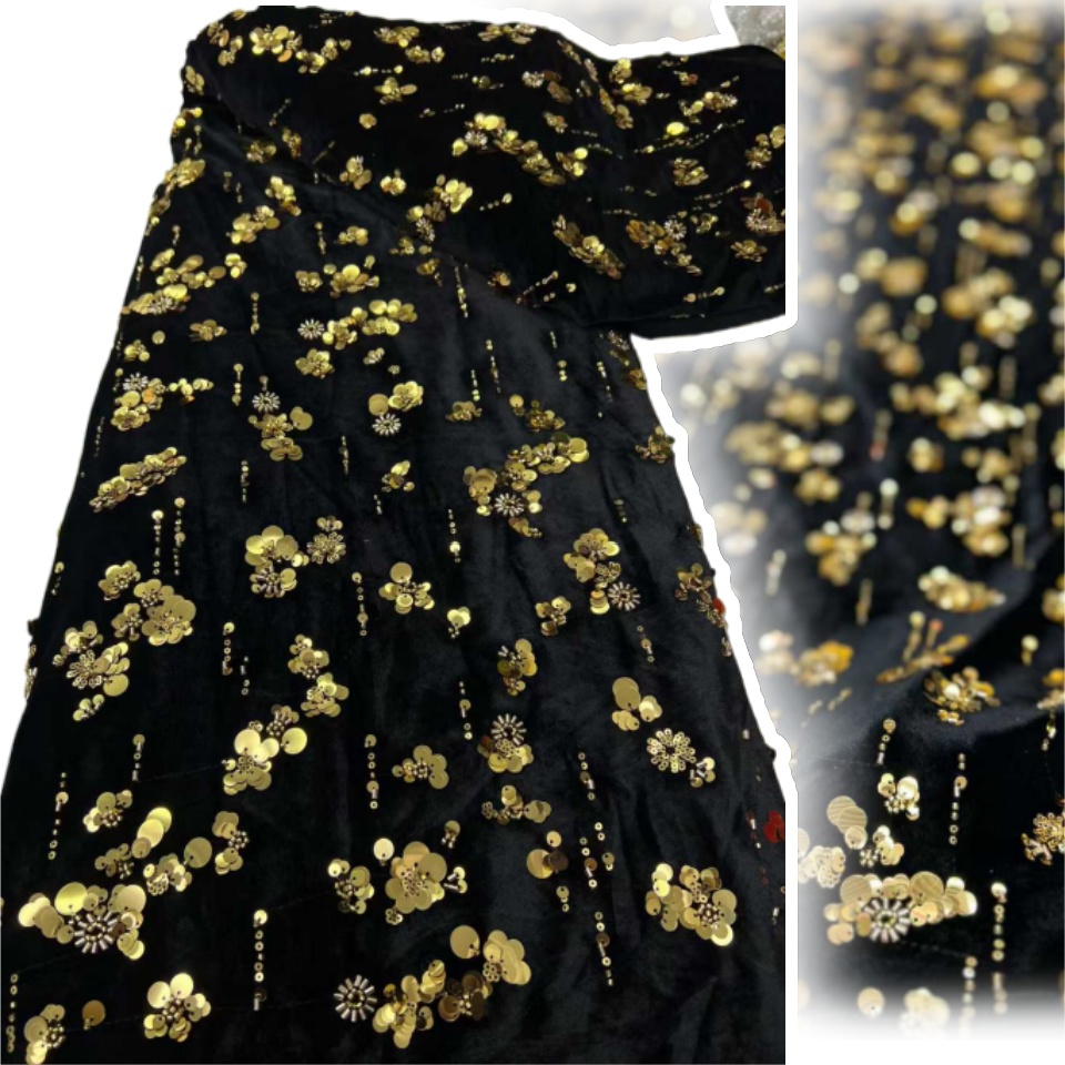 African Sequins Velvet Lace Fa - Sewing Velvet Fabric ulasan dan harga