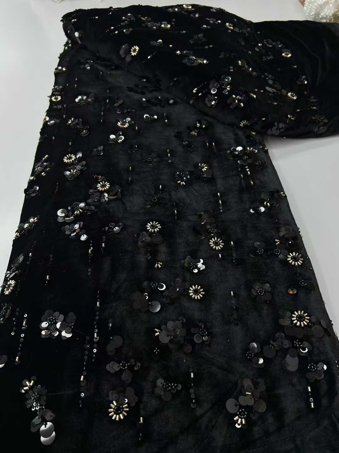 African Sequins Velvet Lace Fa - Sewing Velvet Fabric ulasan dan harga