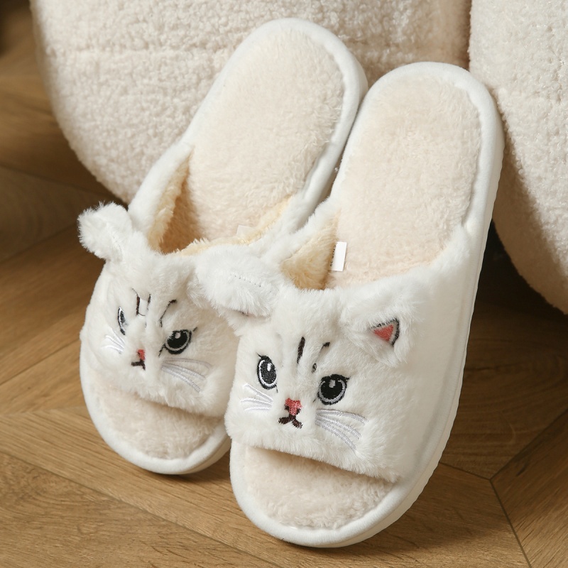 Cute Cat Plush Flip Flops For  - Sewing Cloth ulasan dan harga