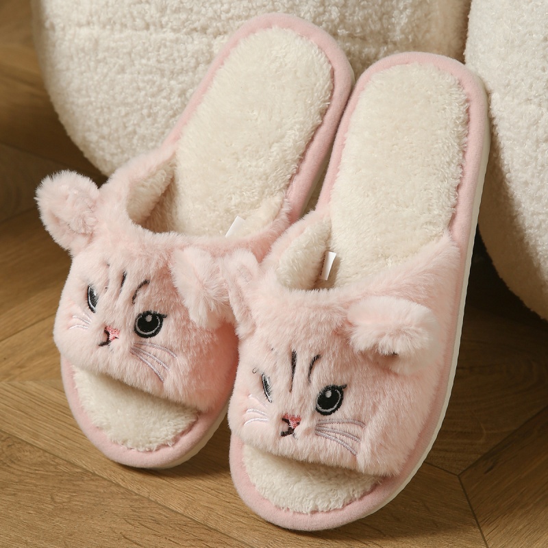 Cute Cat Plush Flip Flops For  - Sewing Cloth ulasan dan harga