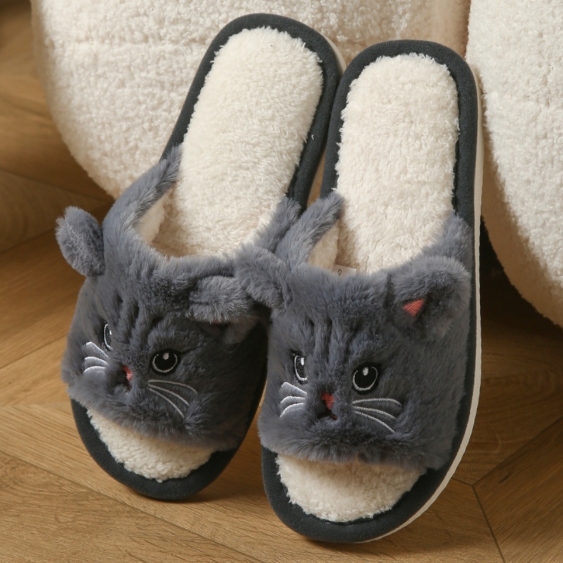Cute Cat Plush Flip Flops For  - Sewing Cloth ulasan dan harga