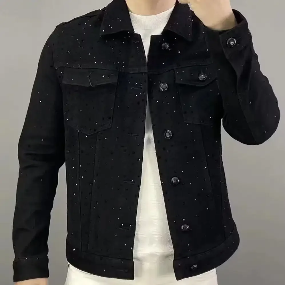 Jeans Coat for Men Button Casu - Sewing Jackets ulasan dan harga