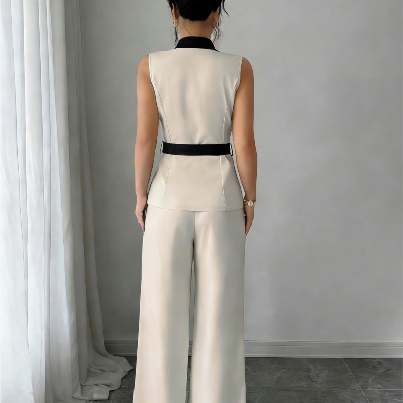 Vest Suit Women Wide Leg Pants - Sewing Jackets ulasan dan harga