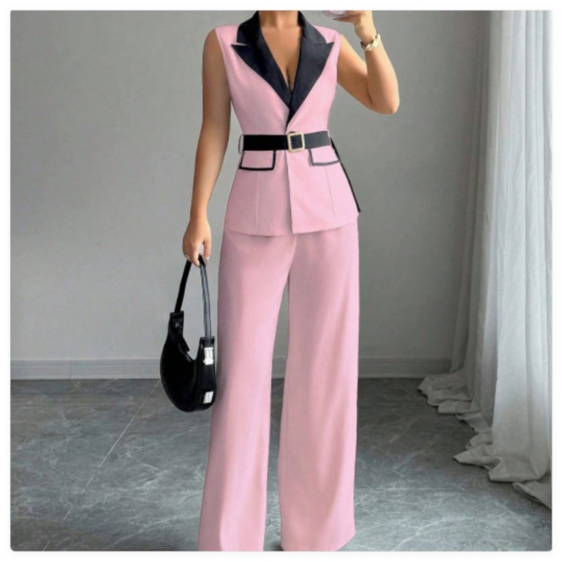 Vest Suit Women Wide Leg Pants - Sewing Jackets ulasan dan harga