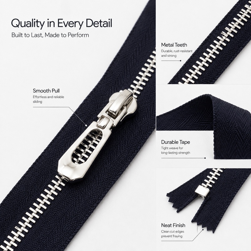 5Pcs 3# 40-70cm Metal Open-End - Sewing Front Zipper ulasan dan harga