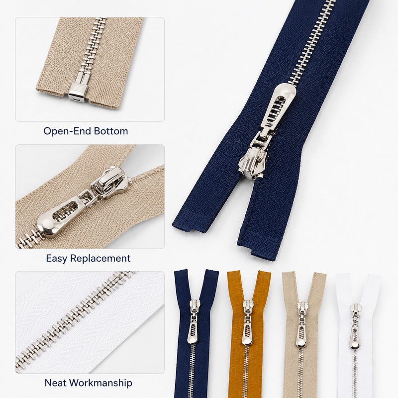 5Pcs 3# 40-70cm Metal Open-End - Sewing Front Zipper ulasan dan harga