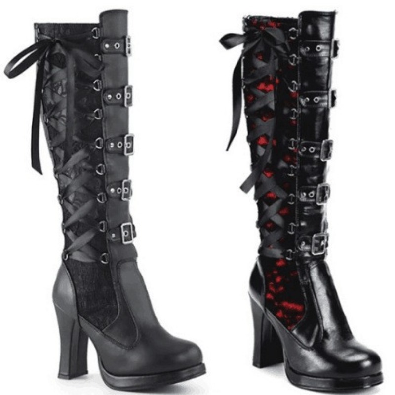 Punk Gothic Style Women's Knee - Sewing Cloth ulasan dan harga