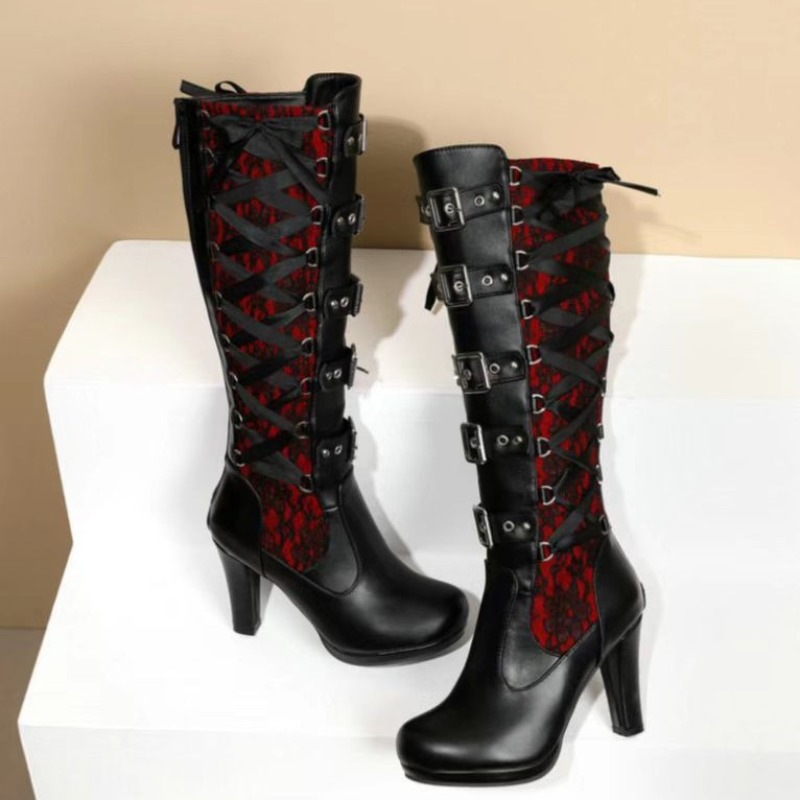 Punk Gothic Style Women's Knee - Sewing Cloth ulasan dan harga