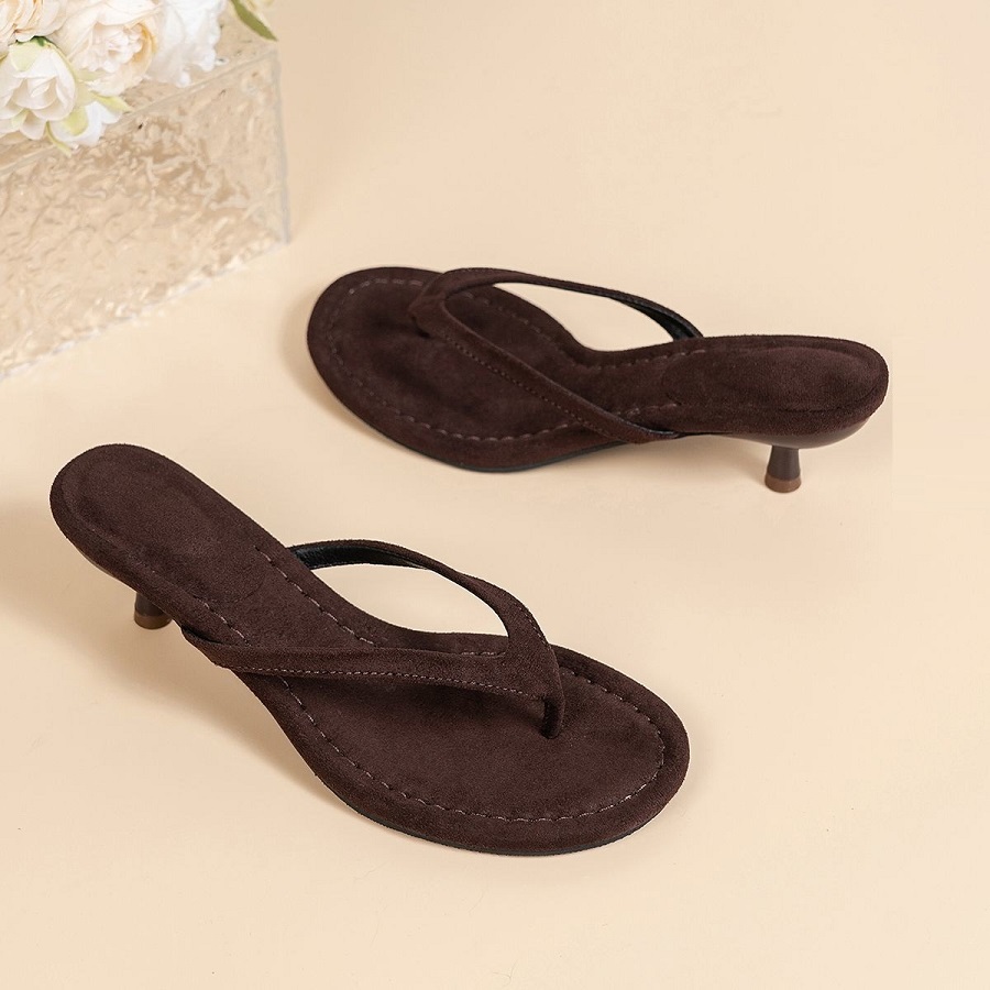 New Faux Suede Heeled Thong Sa - Sewing New ulasan dan harga