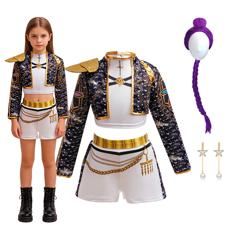 Girls Hip‑Hop 3D Print Gold Tr - Sewing Jackets ulasan dan harga